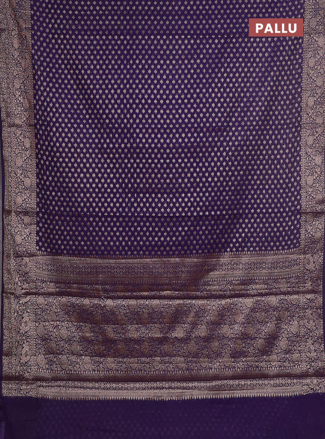 Semi chiniya saree deep violet with woven buttas and woven border