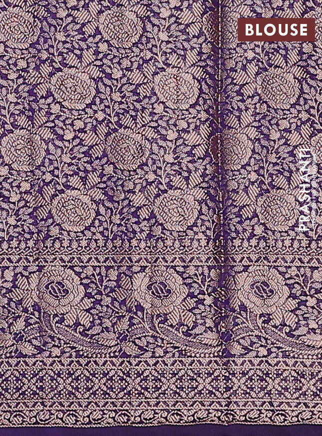 Semi chiniya saree deep violet with woven buttas and woven border