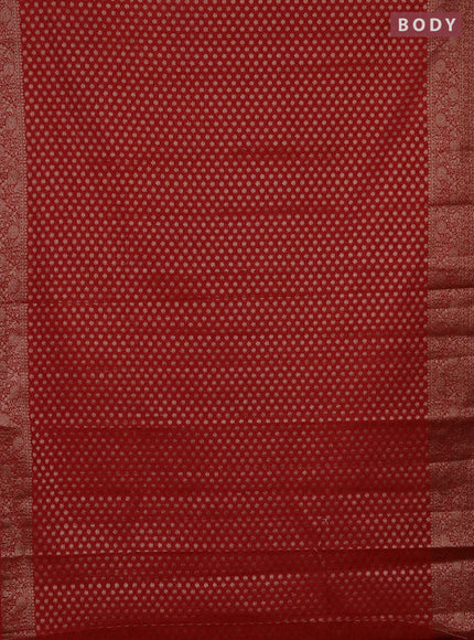 Semi chiniya saree red with woven buttas and woven border