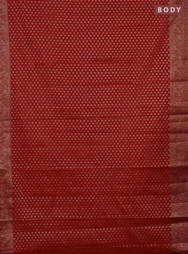 Semi chiniya saree red with woven buttas and woven border