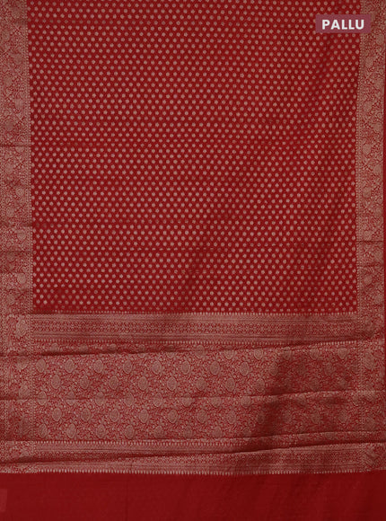 Semi chiniya saree red with woven buttas and woven border