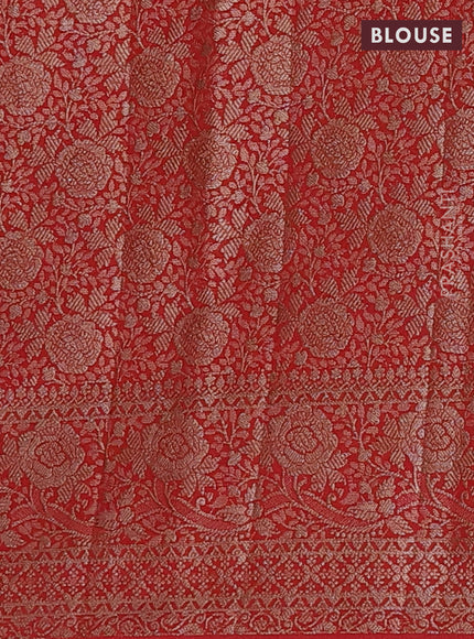 Semi chiniya saree red with woven buttas and woven border