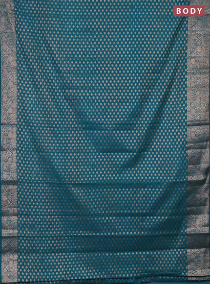 Semi chiniya saree teal blue with woven buttas and woven border