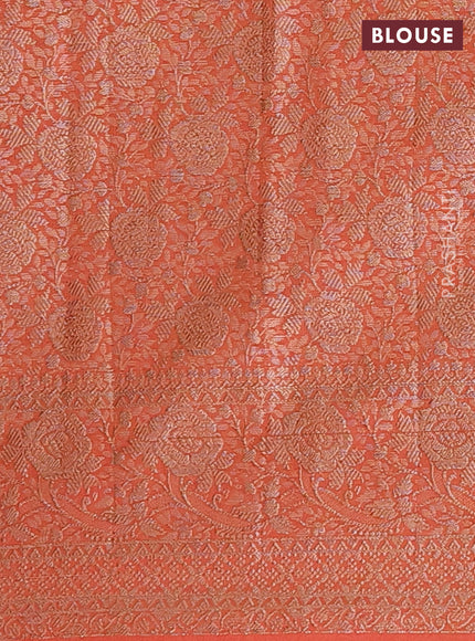 Semi chiniya saree orange with woven buttas and woven border