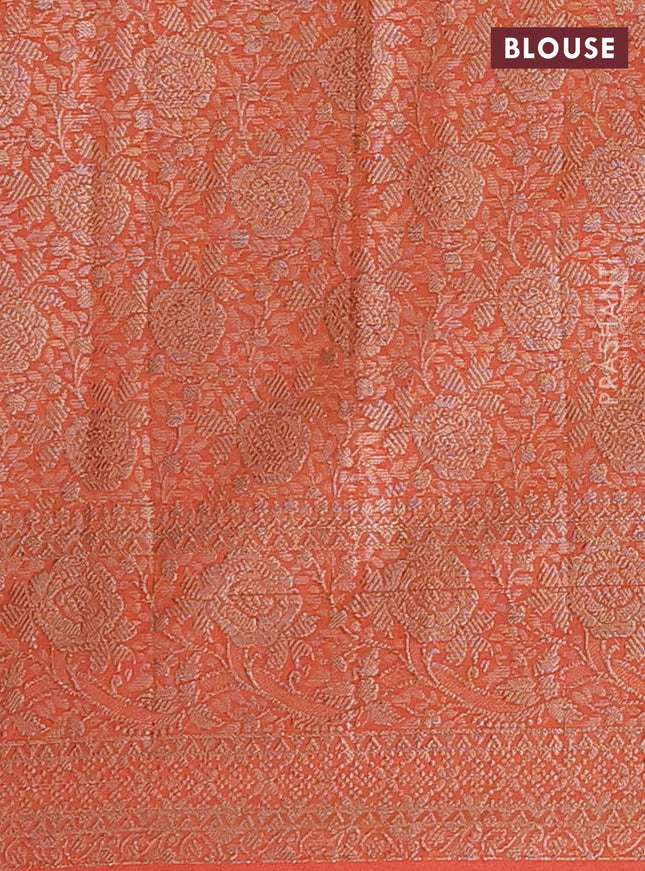 Semi chiniya saree orange with woven buttas and woven border