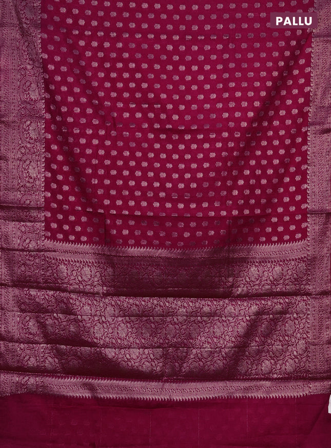 Semi chiniya saree pink with woven buttas and woven border