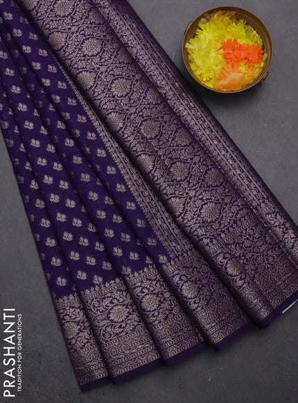 Semi chiniya saree violet with woven buttas and woven border