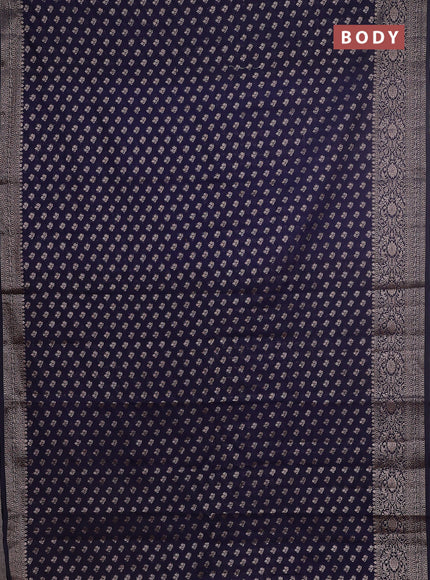 Semi chiniya saree navy blue with woven buttas and woven border