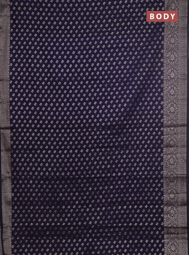 Semi chiniya saree navy blue with woven buttas and woven border