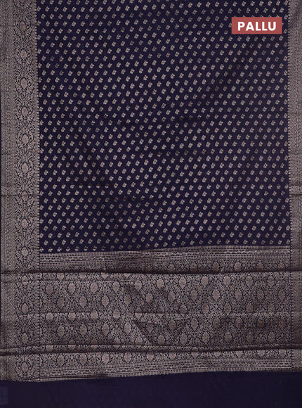 Semi chiniya saree navy blue with woven buttas and woven border