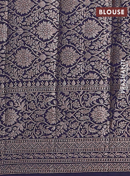 Semi chiniya saree navy blue with woven buttas and woven border