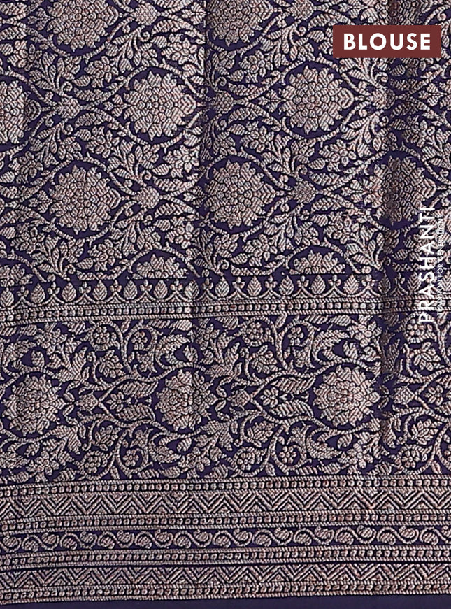 Semi chiniya saree navy blue with woven buttas and woven border