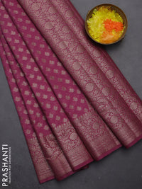 Semi chiniya saree mauve pink with woven buttas and woven border