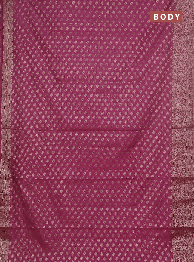 Semi chiniya saree mauve pink with woven buttas and woven border