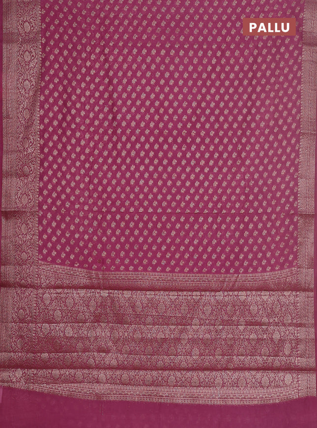 Semi chiniya saree mauve pink with woven buttas and woven border
