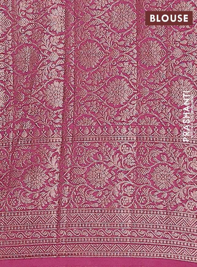 Semi chiniya saree mauve pink with woven buttas and woven border