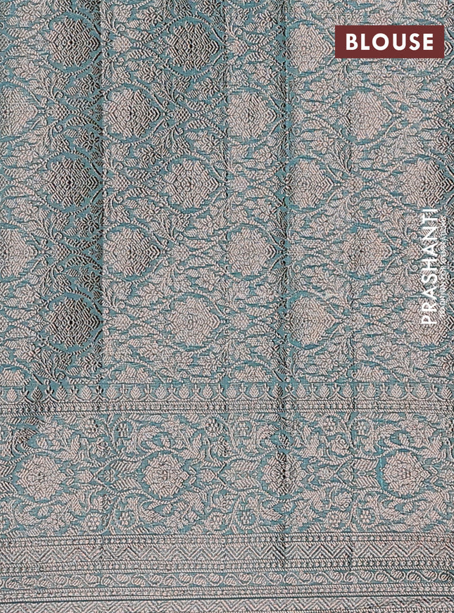 Semi chiniya saree teal shade with woven buttas and woven border