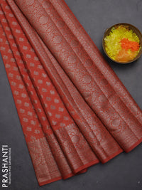 Semi chiniya saree peach orange with woven buttas and woven border