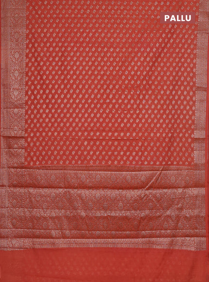 Semi chiniya saree peach orange with woven buttas and woven border