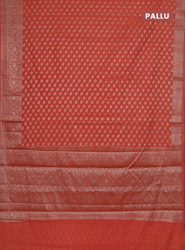 Semi chiniya saree peach orange with woven buttas and woven border