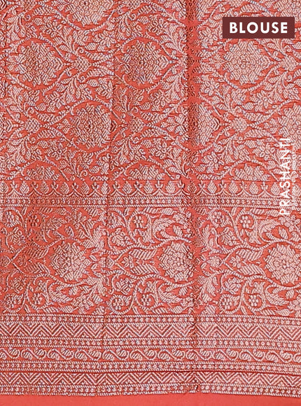 Semi chiniya saree peach orange with woven buttas and woven border