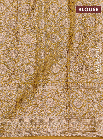 Semi chiniya saree mustard shade with woven buttas and woven border