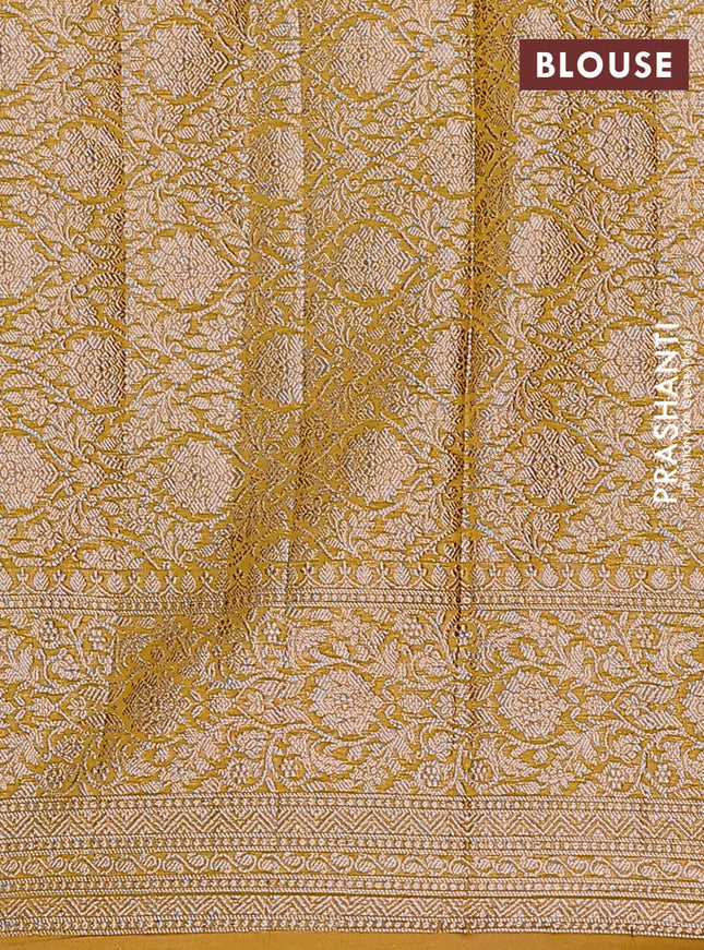 Semi chiniya saree mustard shade with woven buttas and woven border