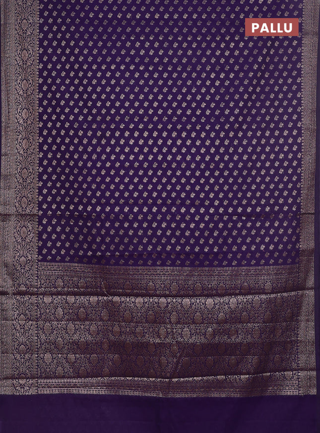 Semi chiniya saree violet with woven buttas and woven border