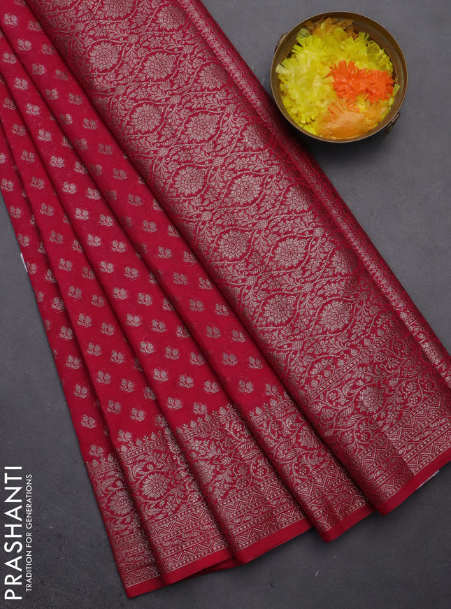 Semi chiniya saree pink with woven buttas and woven border