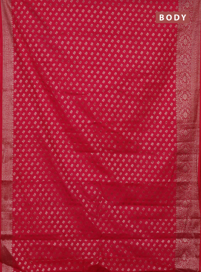 Semi chiniya saree pink with woven buttas and woven border