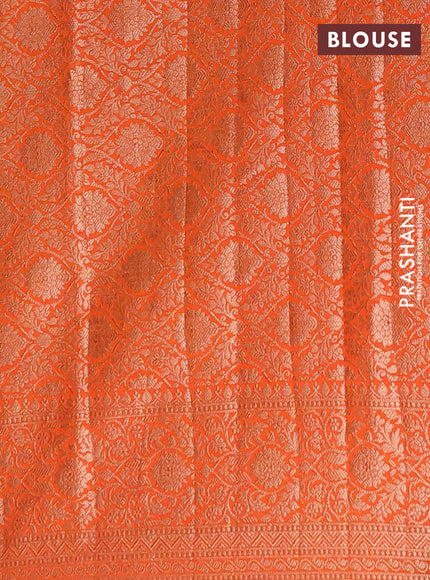 Semi chiniya saree orange with woven buttas and woven border