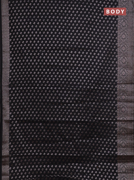 Semi chiniya saree black with woven buttas and woven border