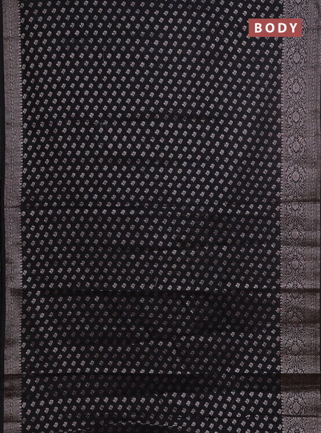 Semi chiniya saree black with woven buttas and woven border