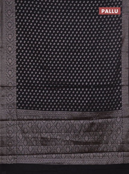 Semi chiniya saree black with woven buttas and woven border