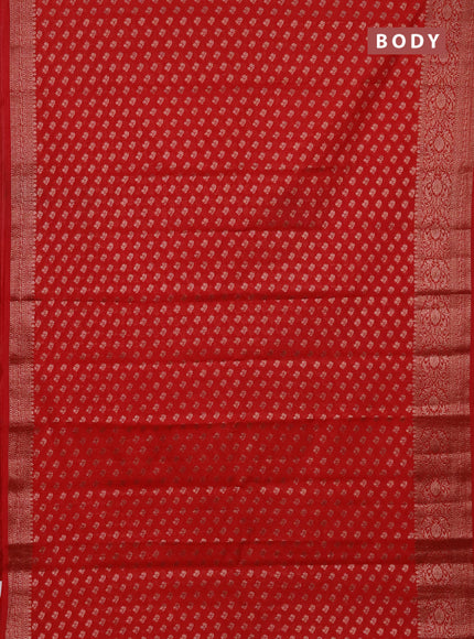 Semi chiniya saree red with woven buttas and woven border