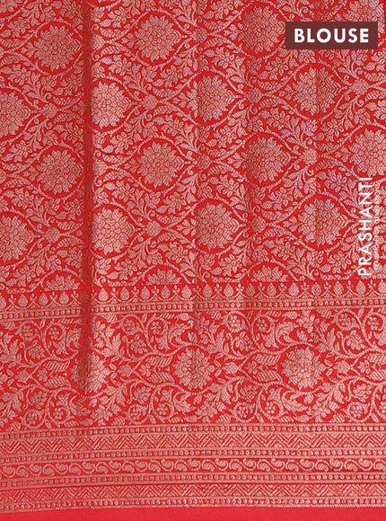 Semi chiniya saree red with woven buttas and woven border