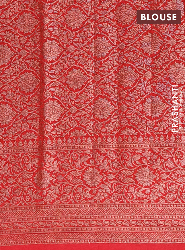 Semi chiniya saree red with woven buttas and woven border