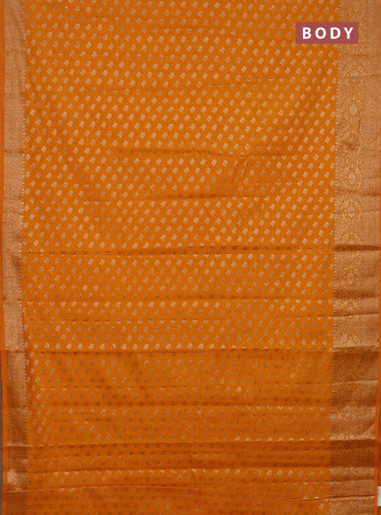 Semi chiniya saree mustard yellow with woven buttas and woven border