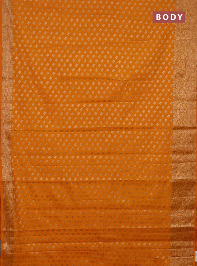 Semi chiniya saree mustard yellow with woven buttas and woven border