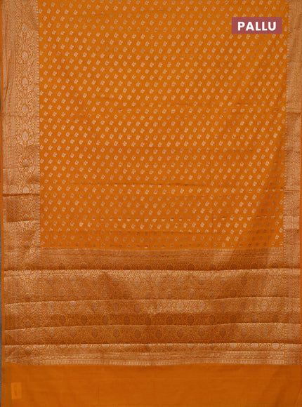 Semi chiniya saree mustard yellow with woven buttas and woven border