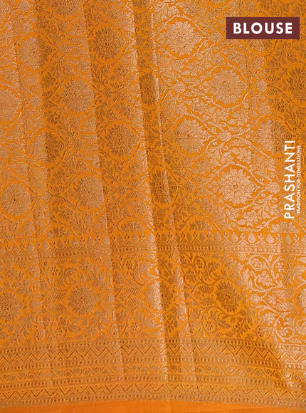 Semi chiniya saree mustard yellow with woven buttas and woven border