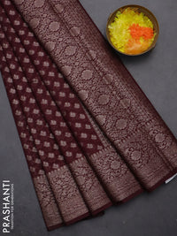 Semi chiniya saree deep maroon with woven buttas and woven border