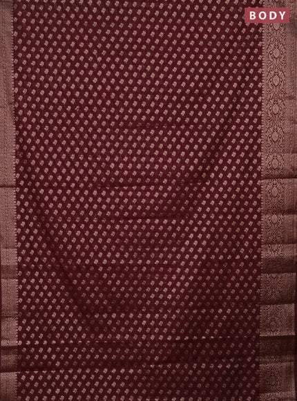 Semi chiniya saree deep maroon with woven buttas and woven border