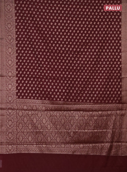Semi chiniya saree deep maroon with woven buttas and woven border