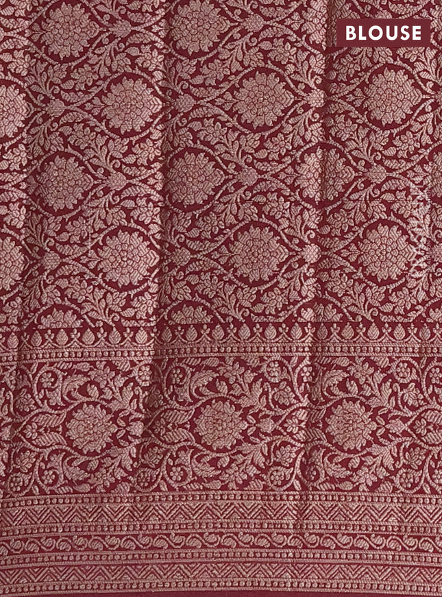 Semi chiniya saree deep maroon with woven buttas and woven border