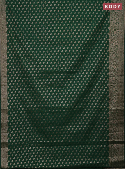 Semi chiniya saree green with woven buttas and woven border