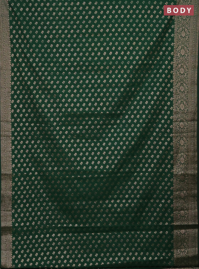 Semi chiniya saree green with woven buttas and woven border