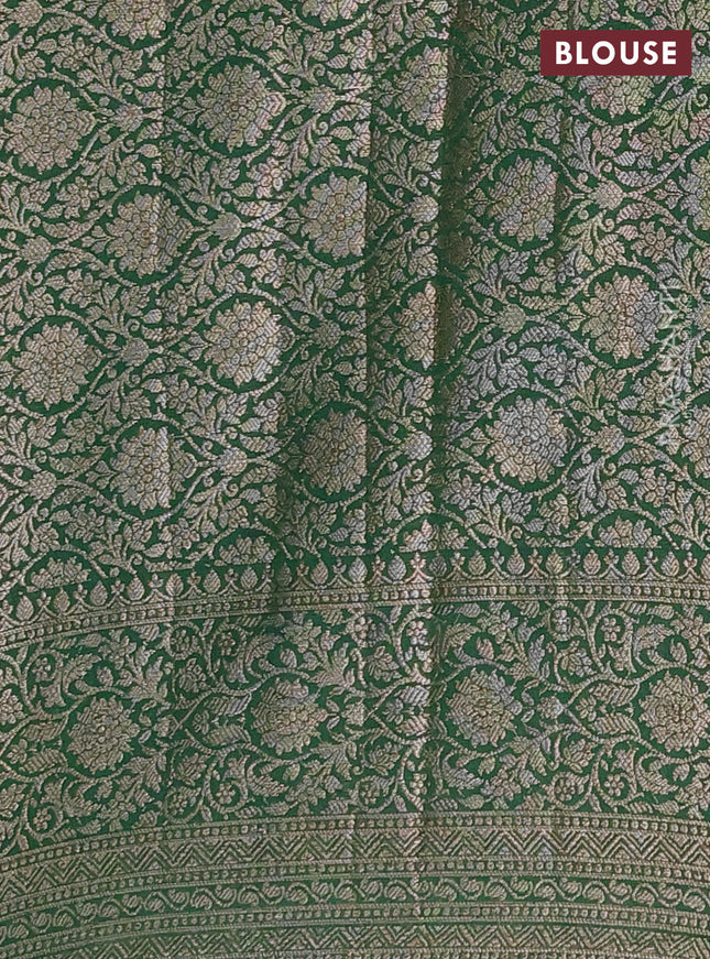 Semi chiniya saree green with woven buttas and woven border