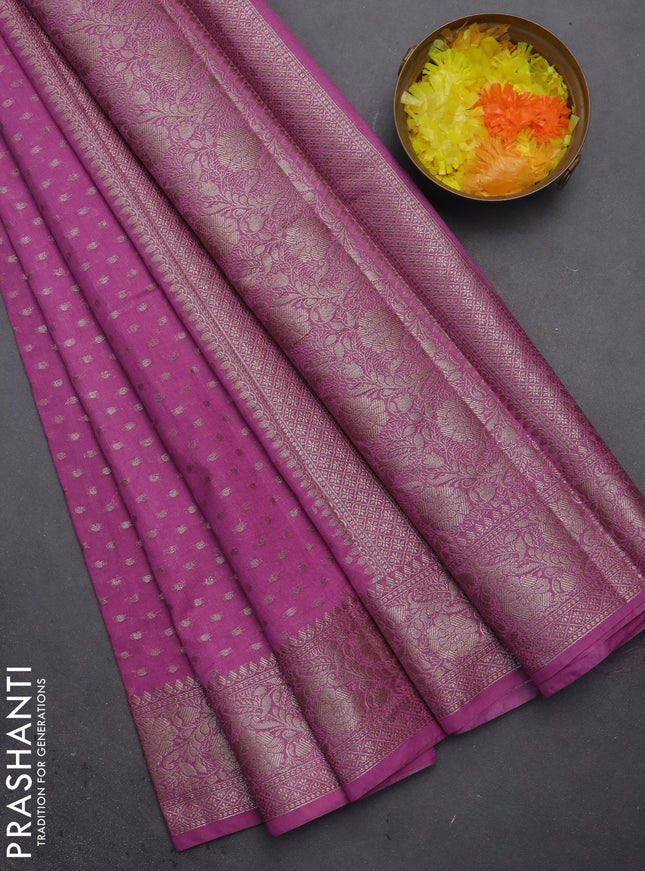Semi chiniya saree lavender with woven buttas and woven border