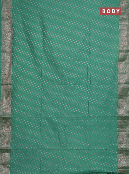 Semi chiniya saree teal green with woven buttas and woven border
